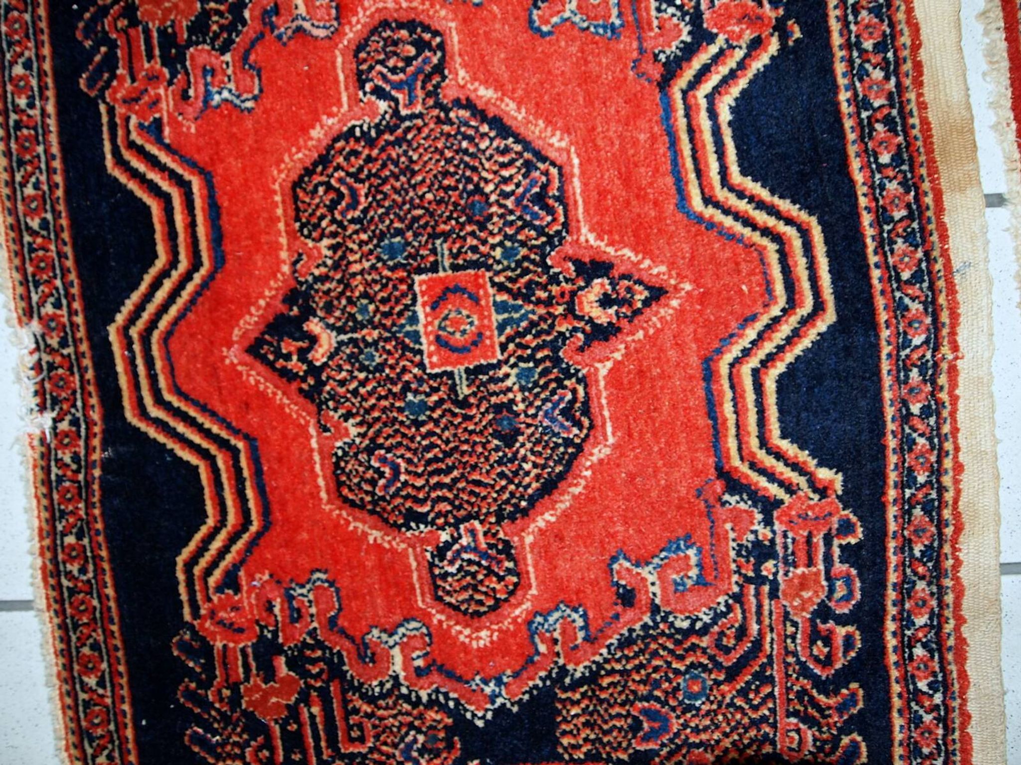 Paire de tapis antiques faits main Senneh persans 52cm x 80cm (années 1900)