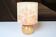 Lampe en bois blond, abat jour soie, années 70