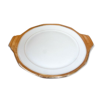 Plat à dessert en porcelaine de Limoges signé A.Blin décor Vierzon vintage