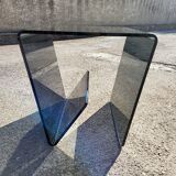 Coffee table door books in glass 1970