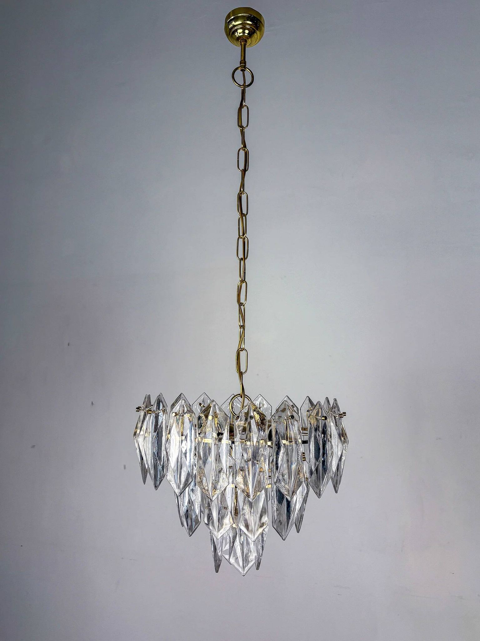 JT Kalmar chandelier, cut glass, 3 levels, Austria, circa 1970s