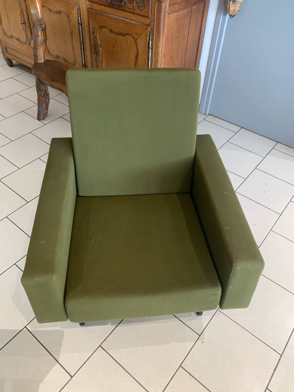 Paire Fauteuil Fero Vert Vintage circa 1960