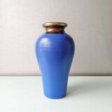 Vase bleu en faïence vintage, années 80