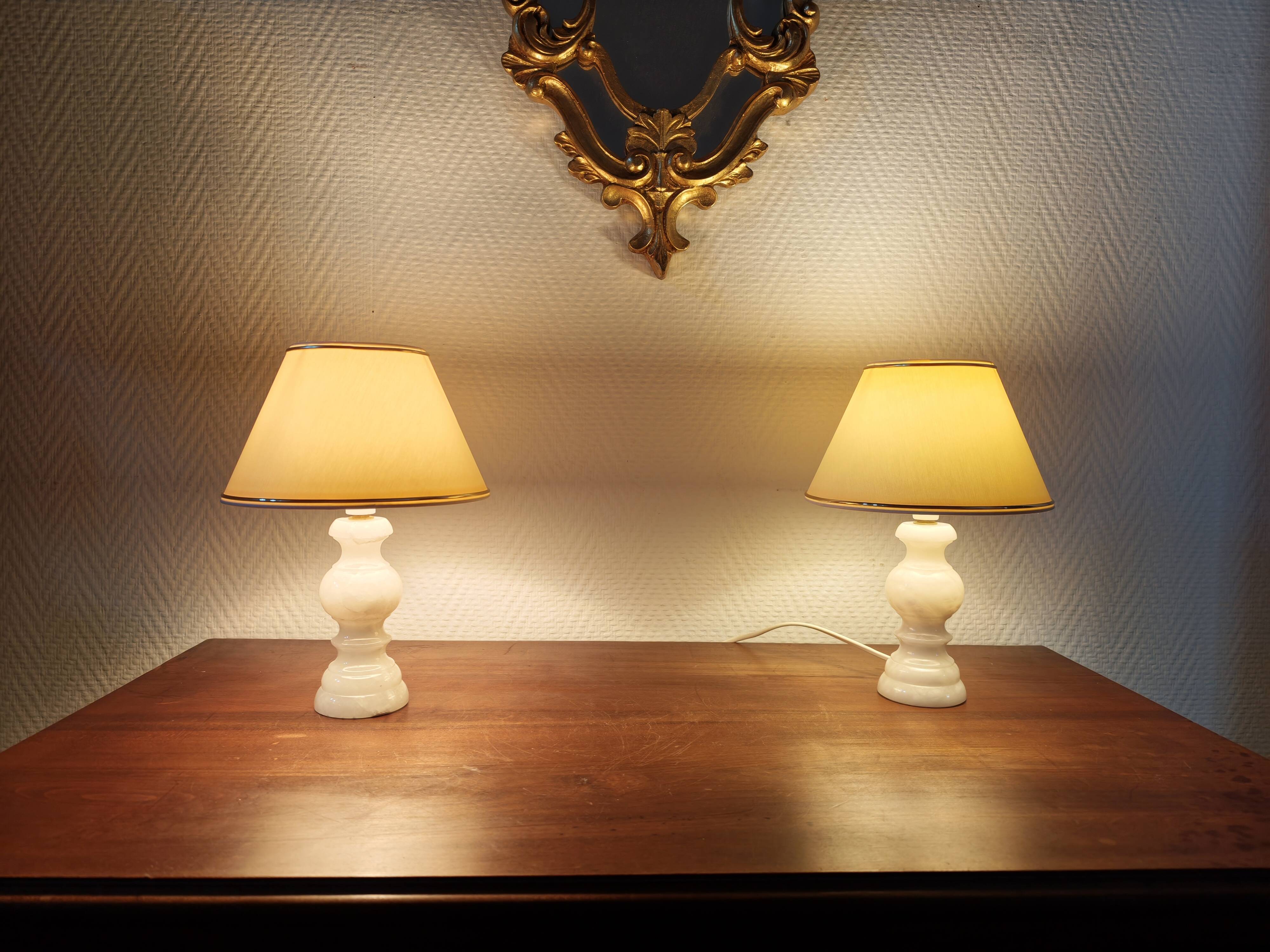 Pair of vintage alabaster lamps