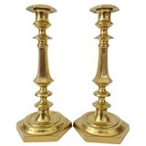 Pair of gilded brass candlesticks