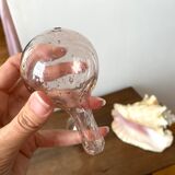 Pink bubbled glass decanter Biot vintage 60s