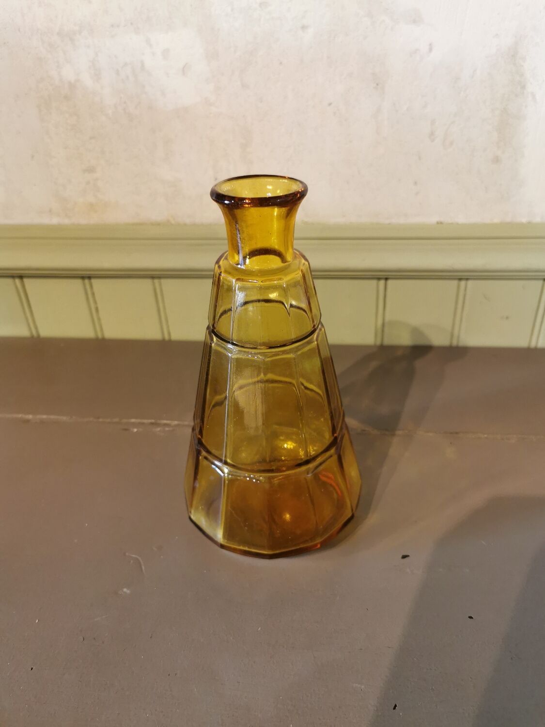 Art deco glass carafe in yellow
