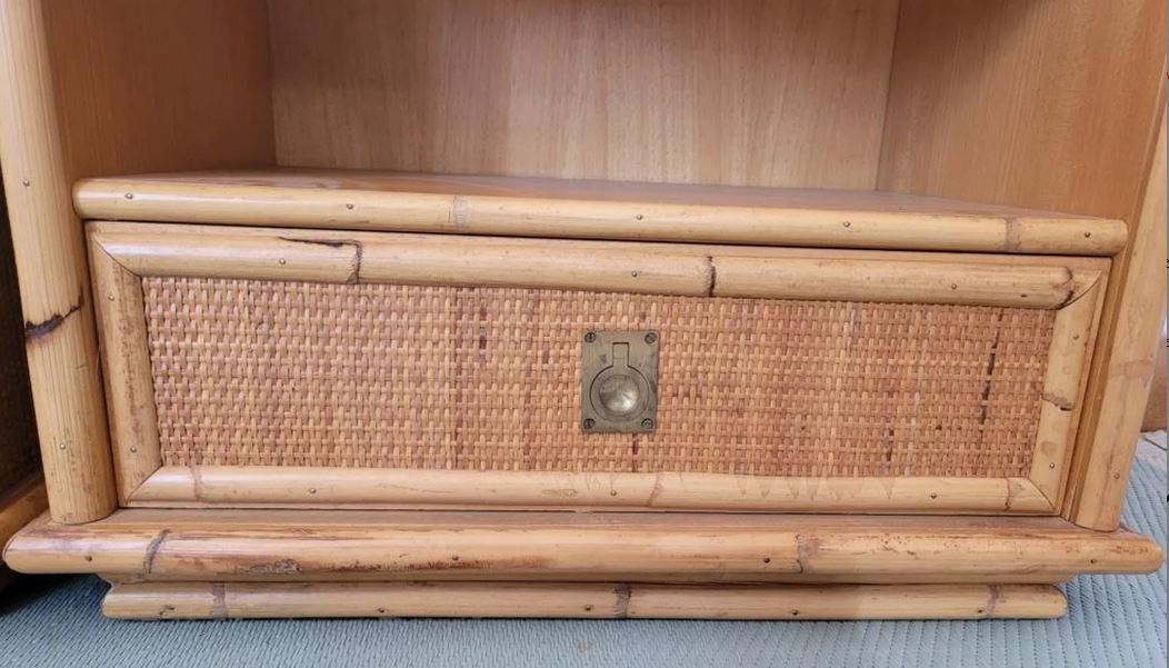 Pair of bedside tables in rattan bamboo and vintage canning Dal vera