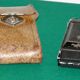 Vintage bellows camera with leather case