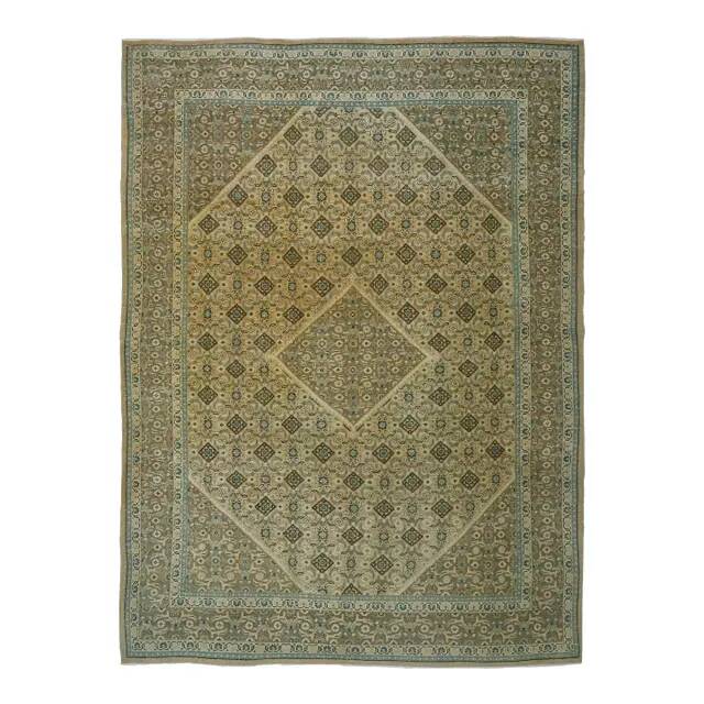 1970s Vintage Persian Handmade Wool Cotton Brown Area Rug 292x392