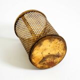 Mid Century Italian Regency Gilt Metal Waste Paper Bin from Li Puma