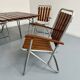 Vintage folding garden set table 4 chairs wood and metal 1960