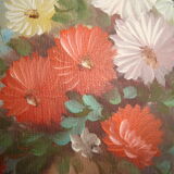 Tableau bouquet de fleurs multicolores peinture huile sur toile signé domberg