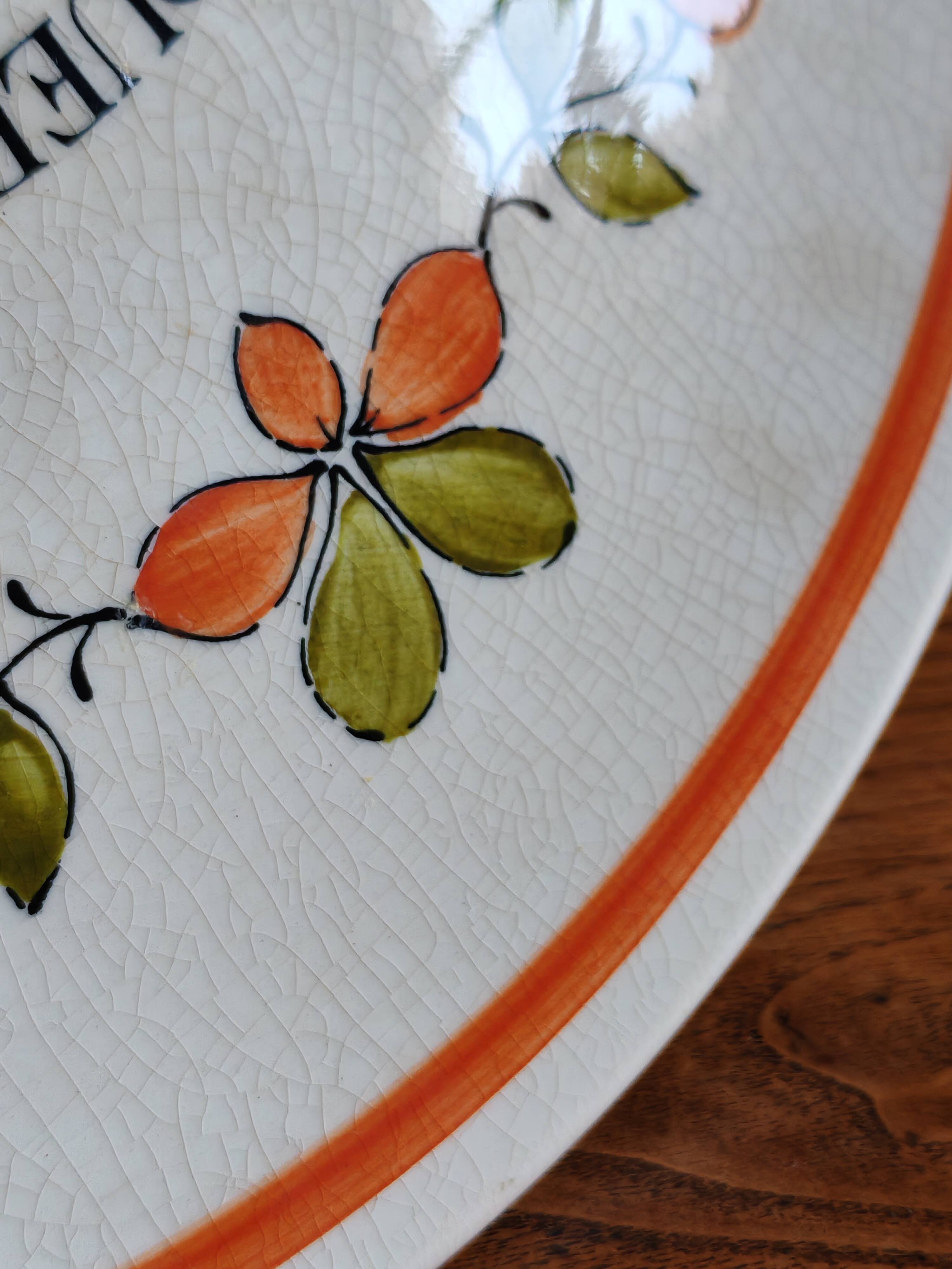 Vintage Cheese Plate Gien France Handmade decor My Kitchen