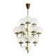 Large 1960s brass and glass tulip ceiling lamp by Hans Agne Jakobsson