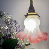 Vintage tulip ride in pink and white frosted glass