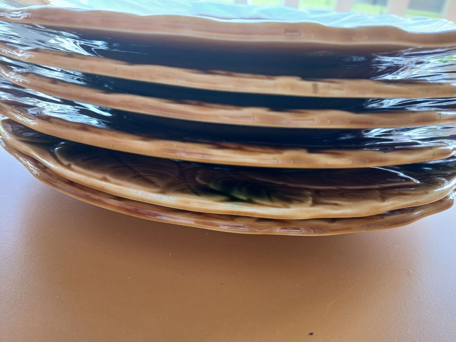 Set of 6 barbotine plates Digoin Sarreguemines from the 1950s-60s.