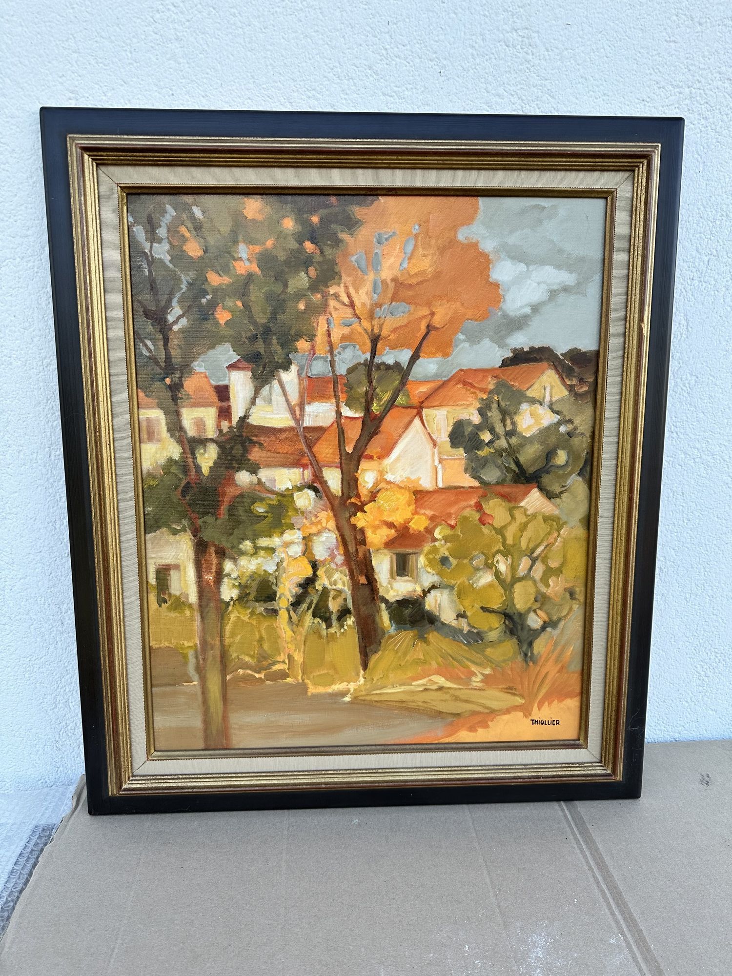 village au soleil - oil on canvas - eliane thiollier