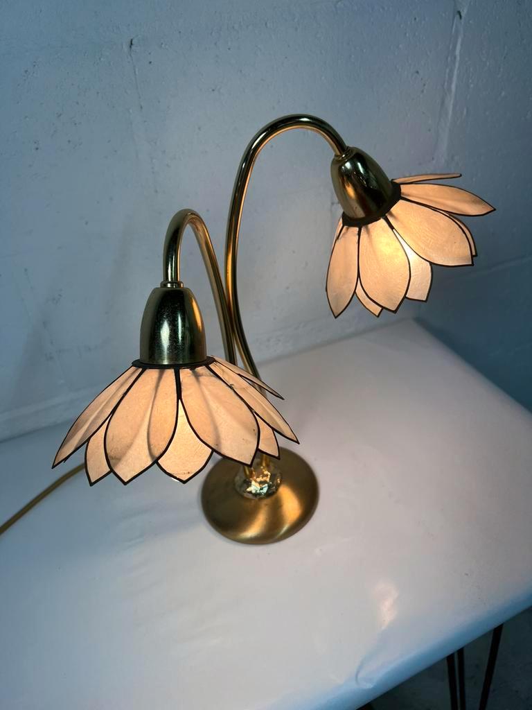 Vintage double flower table lamp golden