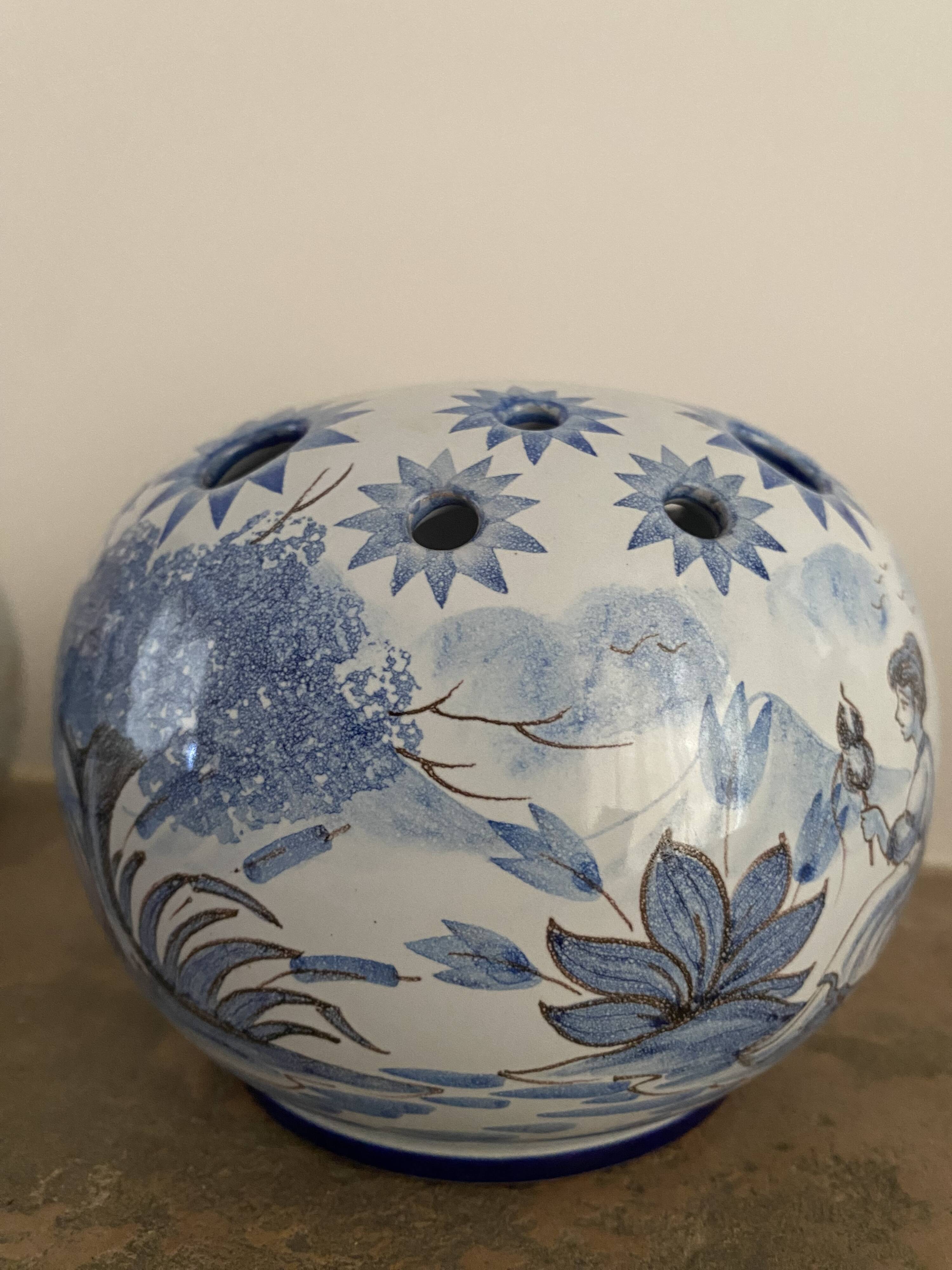 Nevers earthenware flower vase by A. Montagnon