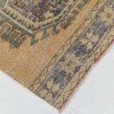 Faded Mustard Geometric Pattern Vintage Persian Runner Rug, 85x306 Cm