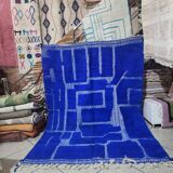 Large intense blue Beni Ouarain rug 300x200 cm – Thick wool