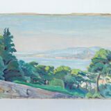 Tableau peinture huile sur toile bord de mer impressioniste