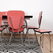 Extendable table and 6 chairs in Formica and stainless steel, brand FURANIA EUROPALU