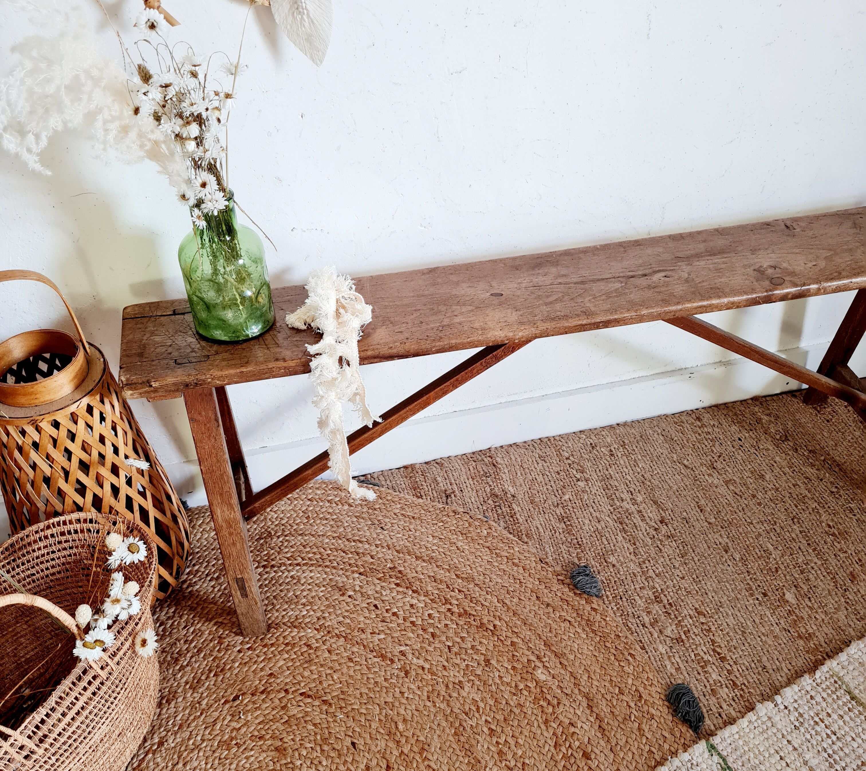 Old country farm bench in wood