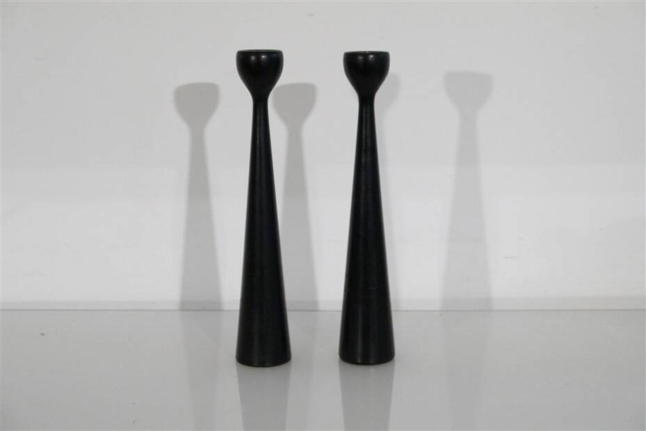 Pair of Scandinavian wooden candlesticks 1960