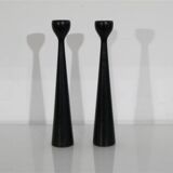 Pair of Scandinavian wooden candlesticks 1960