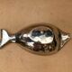 Antique vintage silver metal fish shape ashtray