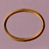 Old large oval wooden wall mirror