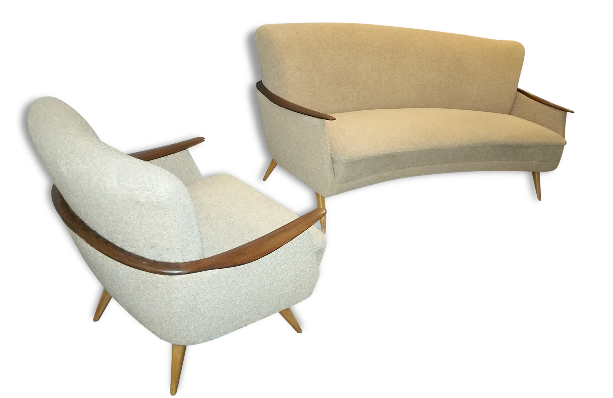 Set arc + 2 chairs 50s 60s Danish sofa good condition