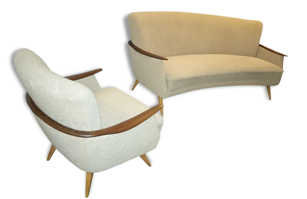 Set canapé arc + 2 fauteuils Danois années 50 60 bon etat