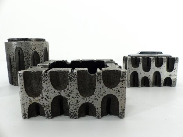 Set de fumeur brutaliste en aluminium Casper Studioguss 1970