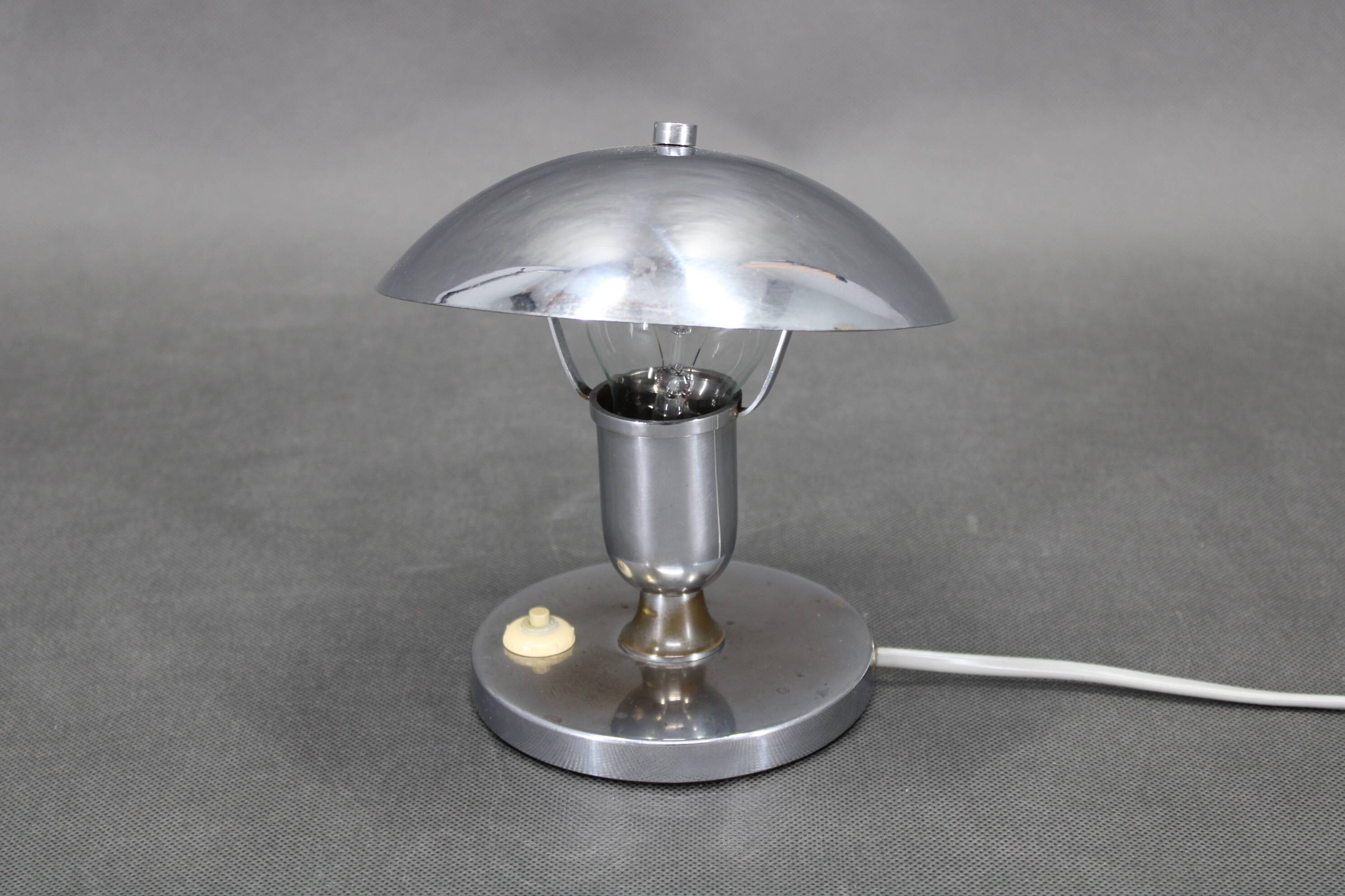1930s Bauhaus Nickel Table Lamp, Czechoslovakia