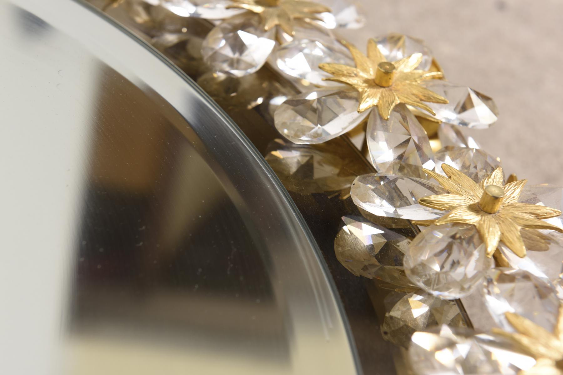 Lighted Floral mirror of Palwa 1975 diameter 50cm