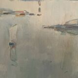 Vintage Impressionist Sea Scape Oil on Canvas Signed E.Ollers (1888-1959) Framed