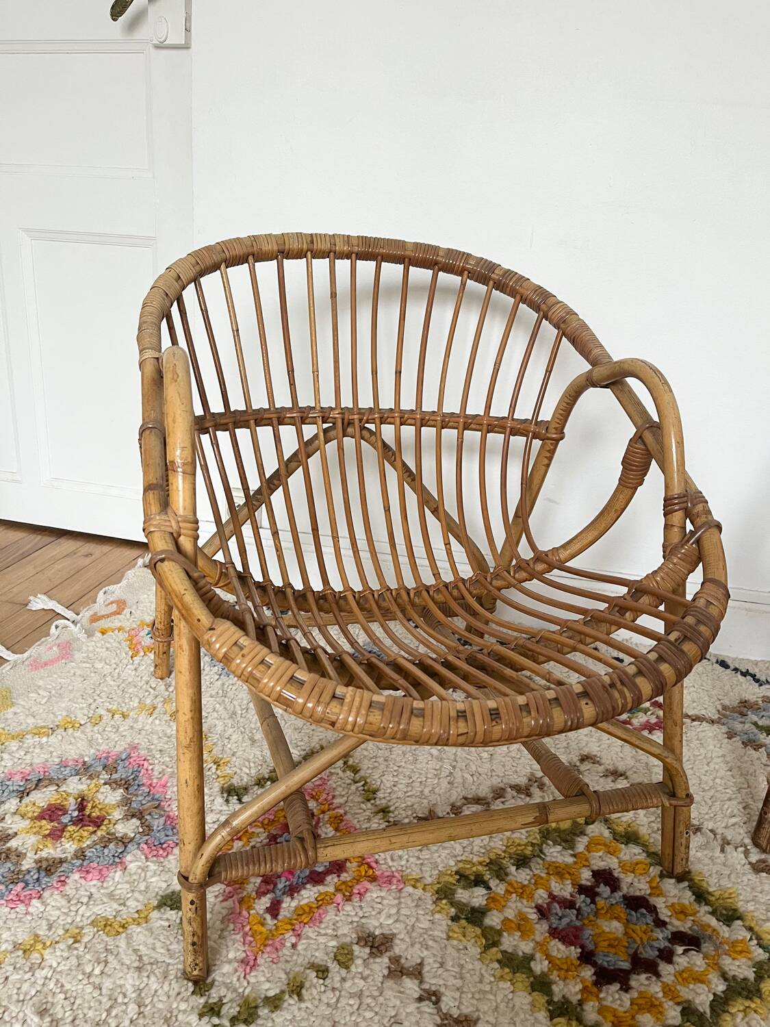 Pair of vintage rattan armchairs