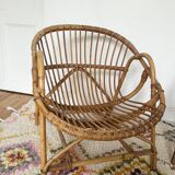 Pair of vintage rattan armchairs
