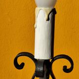 Old metal lamp and fake candle