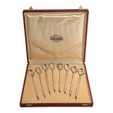 Box of 8 spoons silver metal cocktail straw 30s