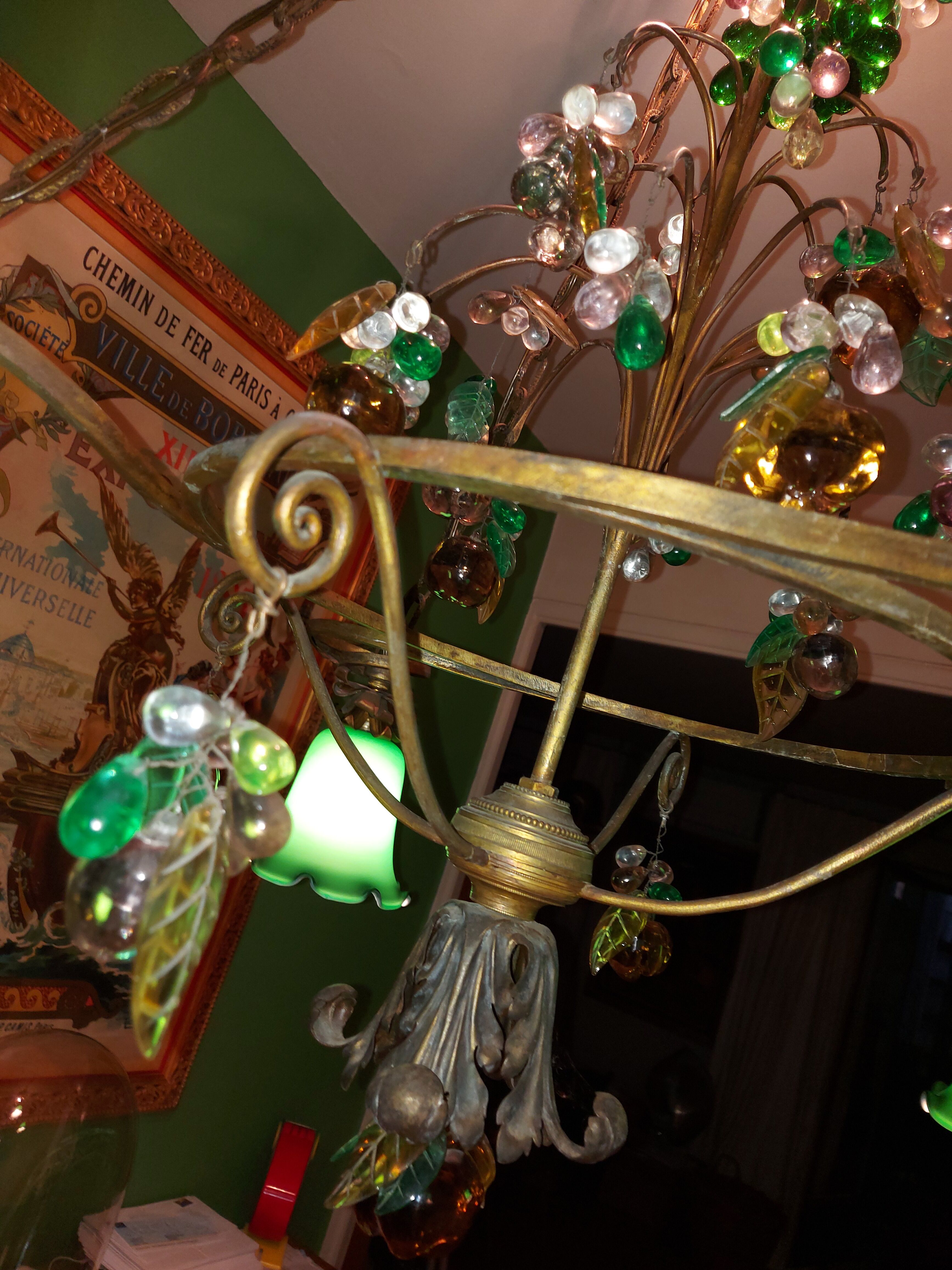 Very large art nouveau chandelier Murano (1 meter)