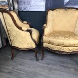 Pair of Louis XV armchairs in walnut