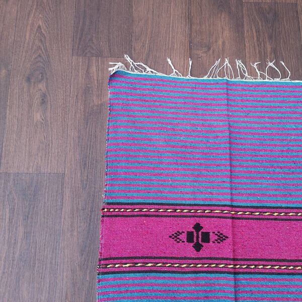 Tapis marocain berbère fait main en coton multicolore 140 x 220 cm