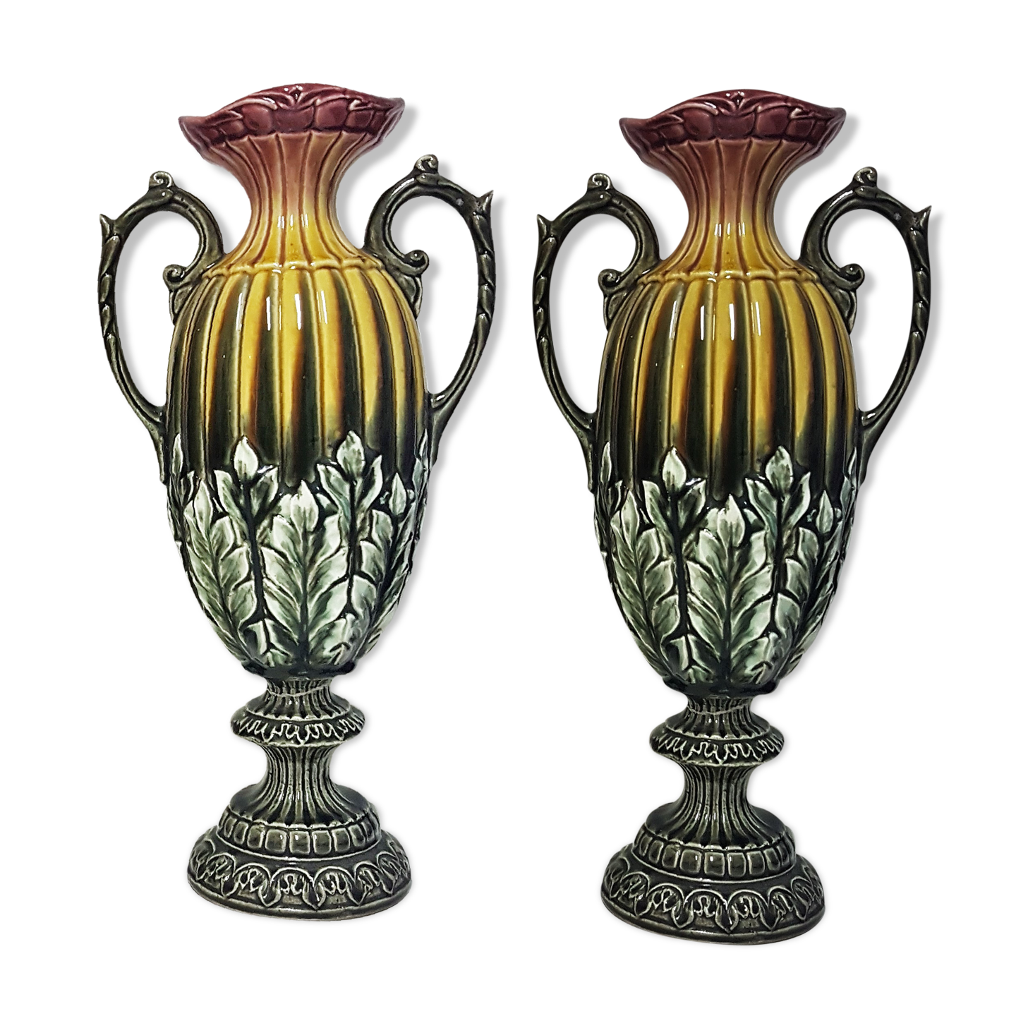Pair of barbotine vases