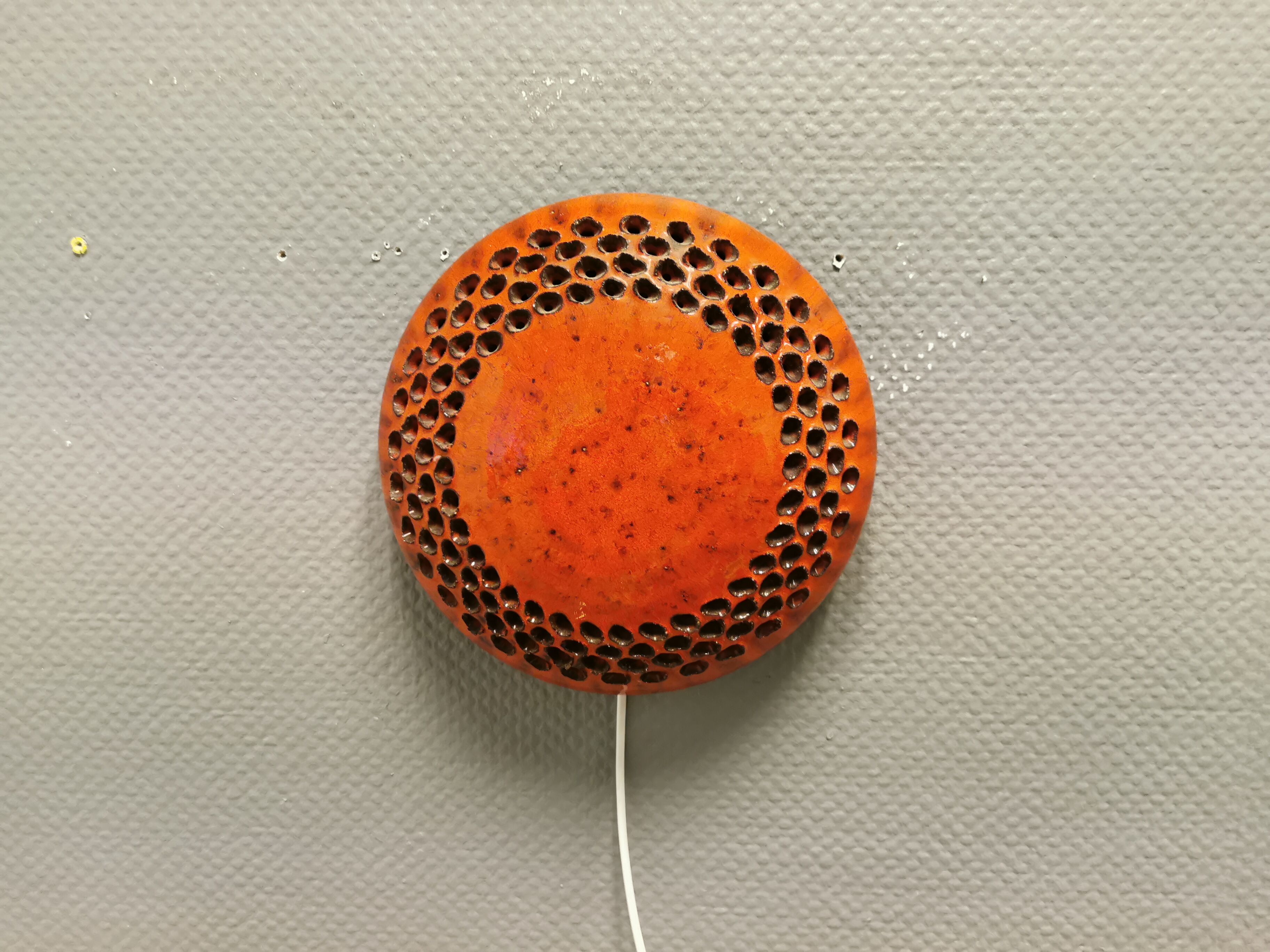 Danish ceramic wall lamp, in nice red glaze. From the 1960s