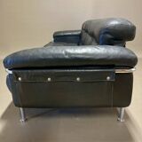 3-seater leather and chrome sofa design 1960.
