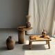 Small circular teak monoxyle cutting board with handle 22 x 13.